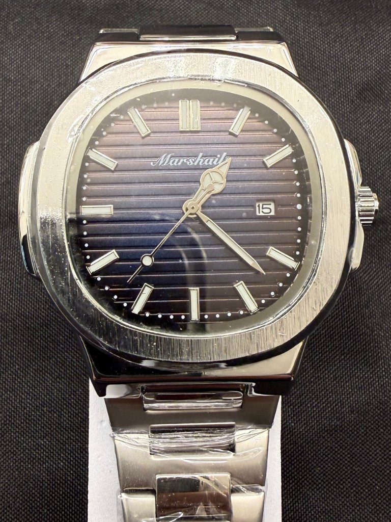 Marshails Mens Pp 40mm Dark Navy Dial Steel Date Automatic Watch Nib